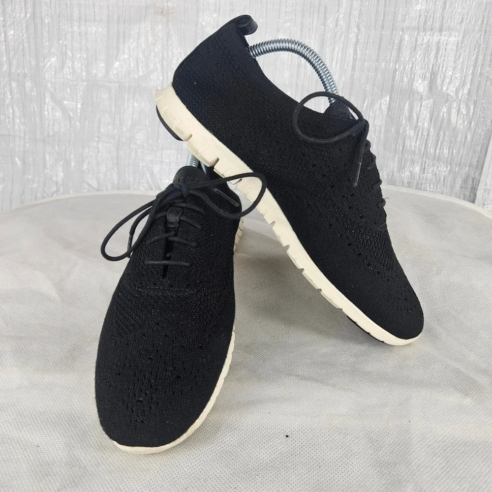 Cole Haan Zerogrand Stitchlite Oxford Mens 10B Black Knit Wingtip Shoes W06723